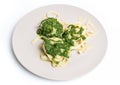 Tagliatelle with spinach on plate Royalty Free Stock Photo