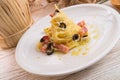 Tagliatelle with summer truffle Royalty Free Stock Photo
