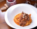 Tagliolini pasta with Ragu Royalty Free Stock Photo