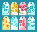 Tags with blooming flowers collection Royalty Free Stock Photo