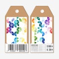 Tags design on both sides, cardboard sale labels with barcode. Abstract colorful business background, modern stylish Royalty Free Stock Photo