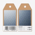 Tags design on both sides, cardboard sale labels with barcode. Royalty Free Stock Photo