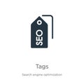 Tags icon vector. Trendy flat tags icon from search engine optimization collection isolated on white background. Vector Royalty Free Stock Photo