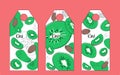 Tags for kiwi flavor. Doodle style illustration with doodle kiwi fruit slices - set of three options. Vector Royalty Free Stock Photo