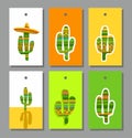 Tags, labels, cactus, colored.