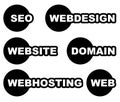 Tags, labels with web, web related words. Seo, webdesign, websit