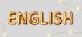 Tags - learn english. Vector inscription gold letters