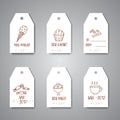 Tags with sweets and bakery, tea. price card, stickers and hangind designs