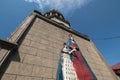 Taguig, Metro Manila, Philippines - A statue of Saint Anne and Mary on the facade of the belfry of The Saint Anne