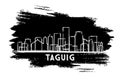 Taguig Philippines City Skyline Silhouette. Hand Drawn Sketch. Taguig Cityscape with Landmarks