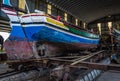 Tagus boat shipyard in Sarilhos Pequenos, Portugal Royalty Free Stock Photo