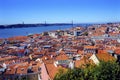Tagus River Bridge April 25 Orange Roofs Lisbon Portugal