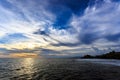 Tahah Lot Temple and ocean waves at sunset, Bali Royalty Free Stock Photo