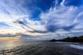 Tahah Lot Temple and ocean waves at sunset, Bali