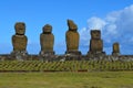 Moais at Ahu Tahai ceremonial complex near Hanga Roa, Rapa Nui Easter Island Royalty Free Stock Photo