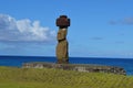 Moais at Ahu Tahai ceremonial complex near Hanga Roa, Rapa Nui Easter Island Royalty Free Stock Photo