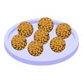 Tahini balls icon isometric vector. Food plate