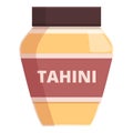 Tahini food icon cartoon vector. Cuisine cream paste