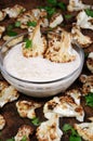 Tahini sauce with cauliflower Royalty Free Stock Photo