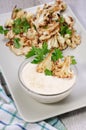 Tahini sauce with cauliflower Royalty Free Stock Photo