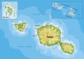 Tahiti and Bora-Bora highly detailed physical map