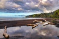 Black sand, Tahiti island, French polynesia, close to Bora-Bora