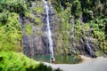 Waterfall, Tahiti island, French polynesia, close to Bora-Bora Royalty Free Stock Photo