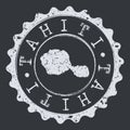 Tahiti Island Map Seal. Silhouette Postal Passport Stamp. Round Vector Icon Postmark.