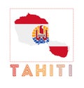 Tahiti Logo. Map of Tahiti with island name and.