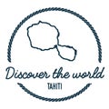 Tahiti Map Outline. Vintage Discover the World.