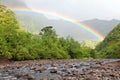 Tahiti. Mountain river and rainbow