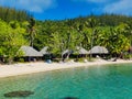 Tahiti resort overwater huts, villas and bungalow, French Polynesia Royalty Free Stock Photo