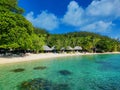 Tahiti resort overwater huts, villas and bungalow, French Polynesia Royalty Free Stock Photo