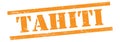 TAHITI text on orange grungy lines stamp