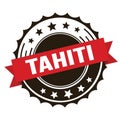 TAHITI text on red brown ribbon stamp