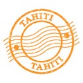 TAHITI, text written on orange postal stamp