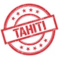 TAHITI text written on red vintage stamp