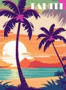 Tahiti travel Poster in retro style vector art.