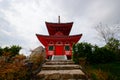 Tahoto Pagoda in the Japanese garden of the public landscape park of Krasnodar or Galician Park. Krasnodar, Russia