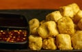 Tahu Cabe, a traditional food from Indonesia, made from tofu, chili saude and salt Royalty Free Stock Photo