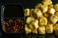 Tahu Cabe, a traditional food from Indonesia, made from tofu, chili saude and salt Royalty Free Stock Photo