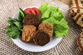 Tahu Tempe Bacem, One Various Indonesian Cullinary FOod Made from Soy Product, Tempeh and Tofu Seasoned Royalty Free Stock Photo