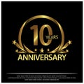 Ten years anniversary golden. anniversary template design for web, game ,Creative poster, booklet, leaflet, flyer, magazine, invit