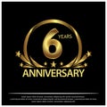 Six years anniversary golden. anniversary template design for web, game ,Creative poster, booklet, leaflet, flyer, magazine, invit