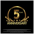 Five years anniversary golden. anniversary template design for web, game ,Creative poster, booklet, leaflet, flyer, magazine, invi