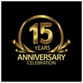 Fifteen years anniversary golden. anniversary template design for web, game ,Creative poster, booklet, leaflet, flyer, magazine, i