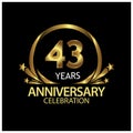 43 years anniversary golden. anniversary template design for web, game ,Creative poster, booklet, leaflet, flyer, magazine, invita Royalty Free Stock Photo