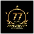 Seventy seven years anniversary golden. anniversary template design for web, game ,Creative poster, booklet, leaflet, flyer, magaz Royalty Free Stock Photo
