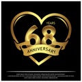 68 years anniversary golden. anniversary template design for web, game ,Creative poster, booklet, leaflet, flyer, magazine, invita