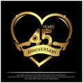 45 years anniversary golden. anniversary template design for web, game ,Creative poster, booklet, leaflet, flyer, magazine, invita